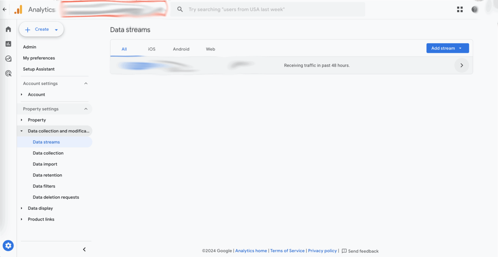 Admin section of Google Analytics showing steps to block referral site
