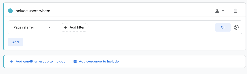 Exploration view in Google Analytics demonstrating steps to exclude referral traffic